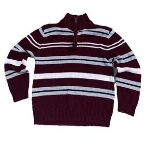 Izod 100% Cotton Striped 1/4 Zip Mock-Turtleneck Sweater - Boys M (10/12)